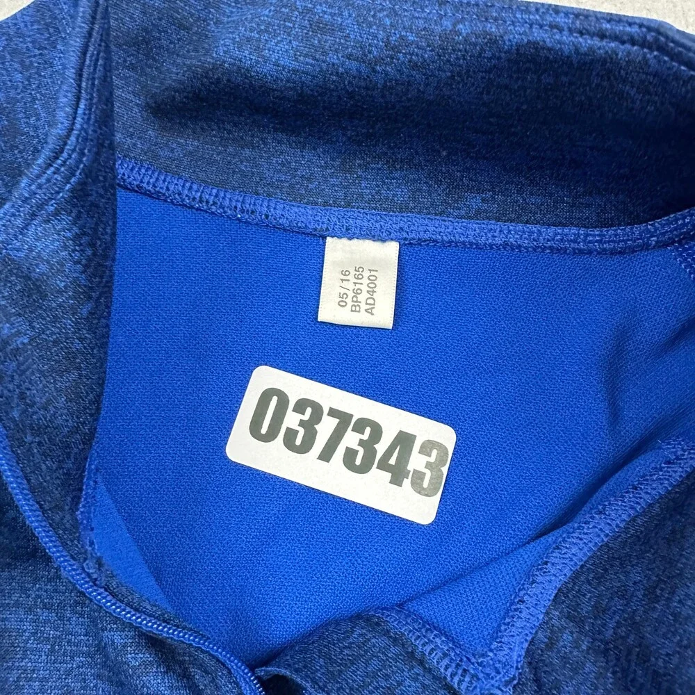 Adidas Sweater Men Extra Large Blue Solid 1/4 Zip Climalite Pullover 3 Logo XL